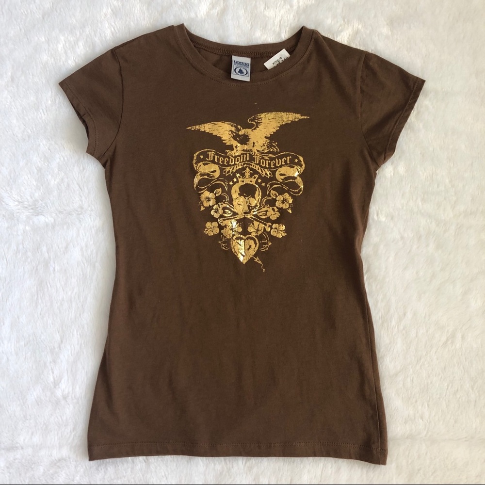 Brown "Freedom Forever" Fitted T-Shirt